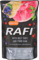 Корм д/собак з яловичими шлунками та шинкою 500г пауч Рафі