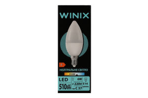 Лампа нейтральне світло C37 6W E14 4100K LED Winix 1шт