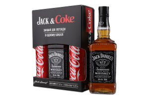 Набор Виски 0.7л 40% Old №7 Jack Daniel's + Напиток безалкогольный сильногазированный Coca-Cola 2х0.33л Jack&Coke к/у