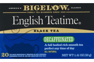 Bigelow English Teatime Black Tea Decaffeinated - 20 CT