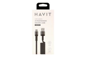 Кабель спіральний micro-USB 1,5м HV-CB6250 Хевіт