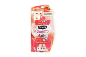 Schick Quattro For Women Razors With Skintimate Scented Handles Strawberry Tangerine Twist - 3 CT