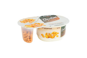 Йогурт 6.3% десертный 91г с хрустящими шариками со вкусом соленой карамели 8г Fantasia Деліссімо ст 99г