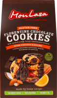 Печенье с апельсиновыми цукатами, медом, миндалем и кокосом безглютеновое Шоколадное Флорентини MonLasa к/у 120г