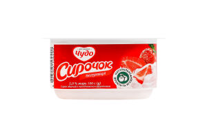 Творожок 5% взбитый с наполнителем фруктовым Клубника Чудо ст 100г