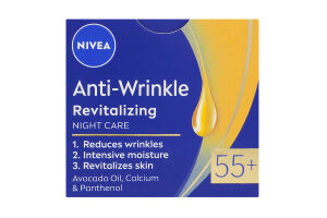 Крем для лица ночной против морщин + ревитализация с маслом авокадо, кальцием и пантенолом 55+ Nivea 50мл