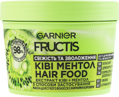Маска для сухих волос с жирными корнями Киви-ментол Свежесть и увлажнение Hair food Garnier Fructis 400мл