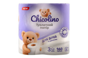 Папір туалетний білий 3шари 4шт Chicolino