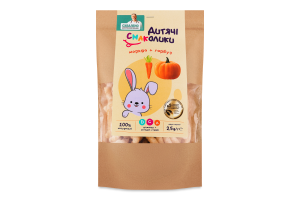 Сніданки сухі для дітей від 3років з солодкою стевією та вітамінами Морква + гарбуз Дитячі Смаколики д/п 25г