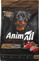 Корм сухий повнораціонний для дорослих собак великих порід з ягням та свіжою індичкою AnimAll м/у 2.5кг
