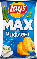 Чипси картопляні Сметана та цибуля Рифлені Max Lay's м/у 95г