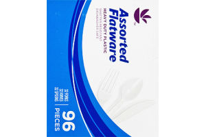 Ahold Heavy Duty Plastic Assorted Flatware - 96 CT