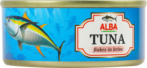Тунець шматочками у власному соку 65г ж/б з ключем Alba Food