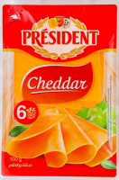 Сир 51% твердий скибками Чеддер President лоток 100г