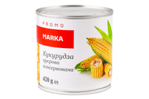 Кукуруза сахарная из целых зерен консервированная стерилизованная Marka Promo в/с ж/б 420г