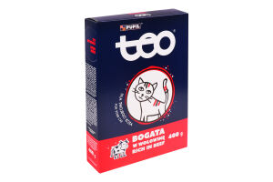 Корм сухой полнорационный для взрослых котов с говядиной Teo к/у 400г
