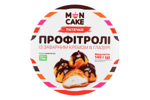 Пирожное Профитроли с заварным кремом в глазури Mon Cake п/у 140г