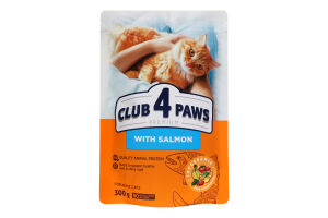 Корм сухой для взрослых кошек с лососем Premium Club 4 Paws д/п 300г