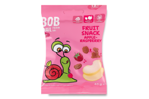 Снек фруктовий для дітей від 12міс Apple-raspberry Baby Bob Snail м/у 40г