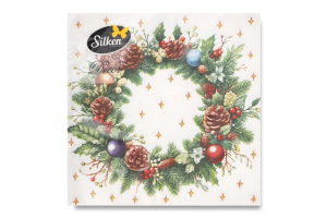 Серветки паперові Ялинка та віночок Мікс 33*33см 3шари 18шт Silken
