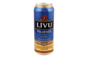 Пиво 0.5л 4.4% светлое пастеризованное Pilzenes Livu ж/б