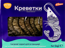 Креветки Сільпо тигр чорн цілі панц сир гл см21/30