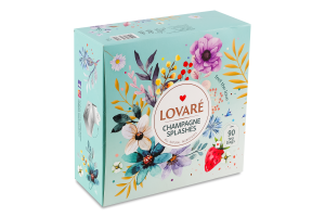 Бленд чая черного и зеленого мелкого с ягодами, лепестками и ароматом земляники Champagne splashes Lovare к/у 90х2г