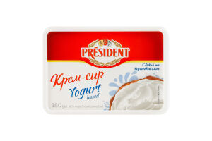 Крем-сыр 61% на основе йогурта President п/у 180г