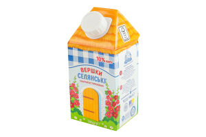 Вершки 10% ультрапастеризовані Селянські т/п 500г