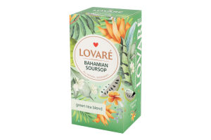 Чай зеленый байховый мелкий с фруктами лепестками цветов и ароматом саусепа Bahamian Soursop Lovare к/у 24х1.5г