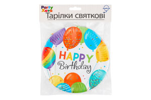 Тарілка паперова Хеппі Бьоздей з кульками 17см 6шт 1502-5771 Паті Хата