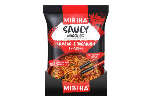 Вермишель быстрого приготовления с кусочками ананаса с кисло-сладким вкусом Saucy noodles Мівіна м/у 92.5г