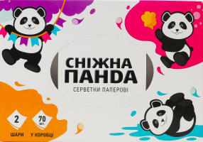 Серветки паперові 2-х шарові 190х155мм Сніжна Панда 70шт