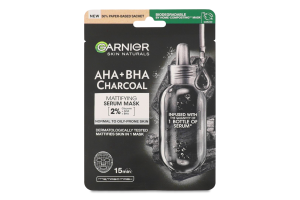 Маска д/обличчя Скін Нейчералз Очищуюче вугілля та чорні водорості тканинна 28г Гарньє