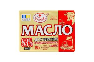 Масло сладкосливочное 83% Экстра Kozub м/у 180г