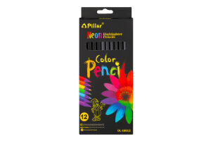 Карандаши цветные черный корпус №DL-16012 Эксперт Pillar 12шт