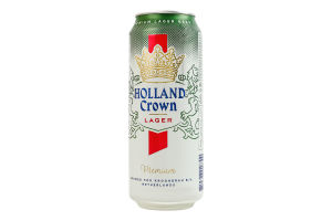 Пиво 0.5л 4.8% светлое пастеризованное Lager Holland Crown ж/б