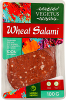Сейтан Wheat salami з спеціями натуральне копчення нарізка 100г в/у Vegetus
