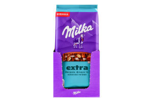 Шоколад молочний з мигдалем, фундуком та шматочками кокосового печива Екстра Milka м/у 130г