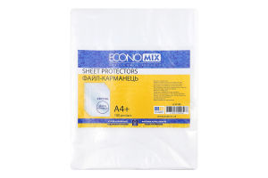 Файл-конверт А4+ Economix Crystal глянець 100 шт.