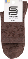 Шкарпетки жіночі Premier socks класичні листочки р.23-25 коричневі Арт.3191