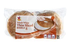 Ahold Thin Sliced Whole Wheat Bagels - 8 CT