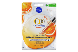 Маска для лица тканевая против морщин обогащенная сывороткой Q10 Energy Nivea 1шт