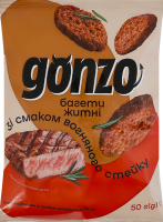 Сухарики ржаные со вкусом огненного стейка Гренки Gonzo м/у 50г