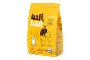 Корм сухой полнорационный для взрослых котов Beef recipe Premium Half&Half м/у 300г