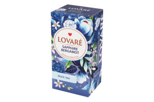 Бленд чаю чорного цейлонського та кенійського байхового дрібного з пелюстками квітів Sapphire bergamot Lovare к/у 24х2г