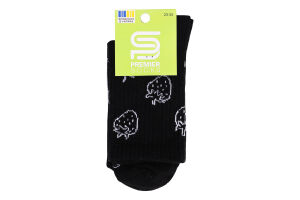 Шкарпетки підліткові Premier socks з вис. резин. з полуницею р.23-25 чорні арт.4908