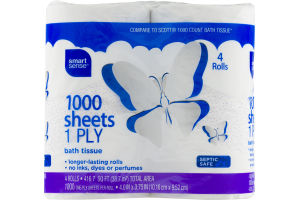 Smart Sense 1000 Sheets 1 Ply Bath Tissue - 4 CT