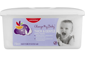 Always My Baby Baby Wipes Thick & Gentle Unscented - 72 CT