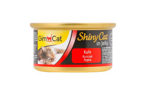 Корм консервований для котів всіх порід Курча Shiny Cat GimCat з/б 70г